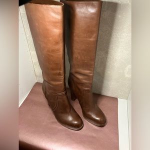 Michael kors over knee heeled cognac boots